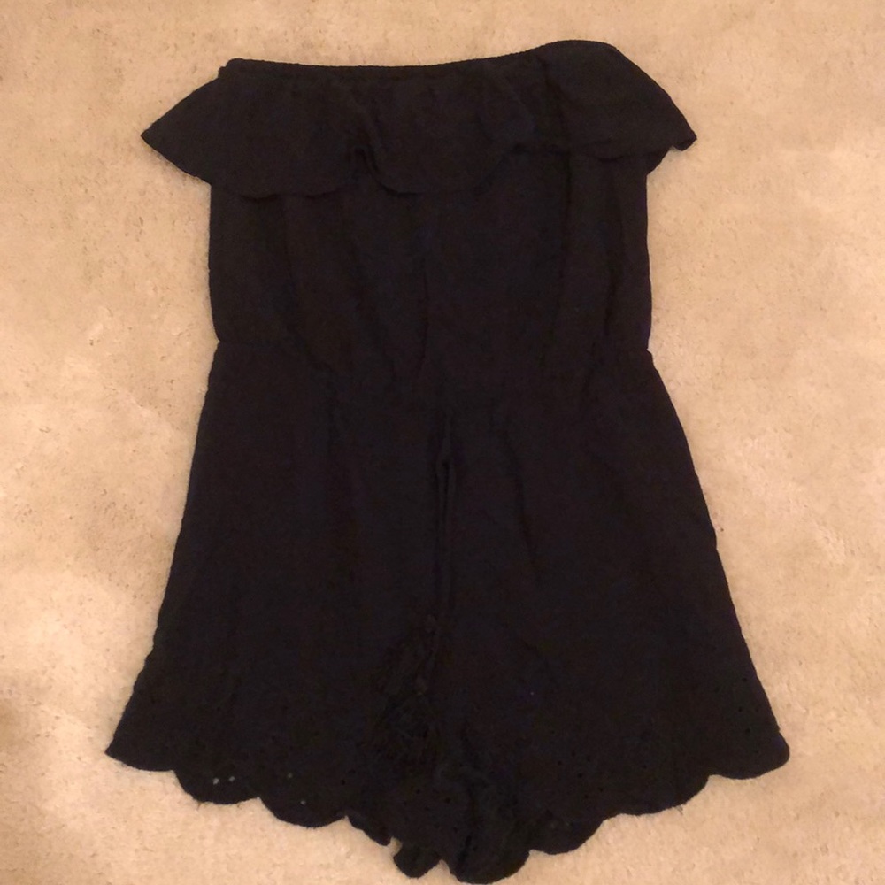 Strapless black romper!